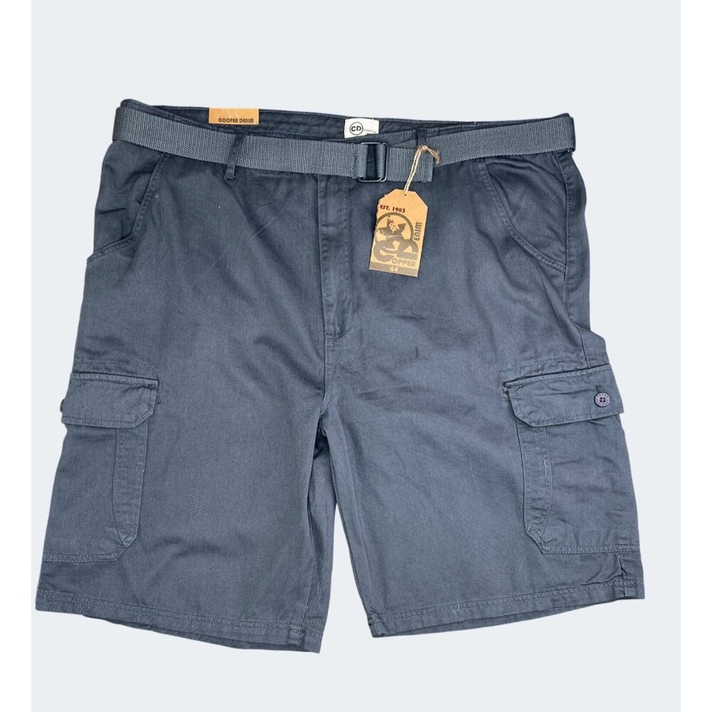 CD Copper Denim Mens Cargo Shorts Gray 100% Cotton With Belt Size 44 - Picture 12 of 14